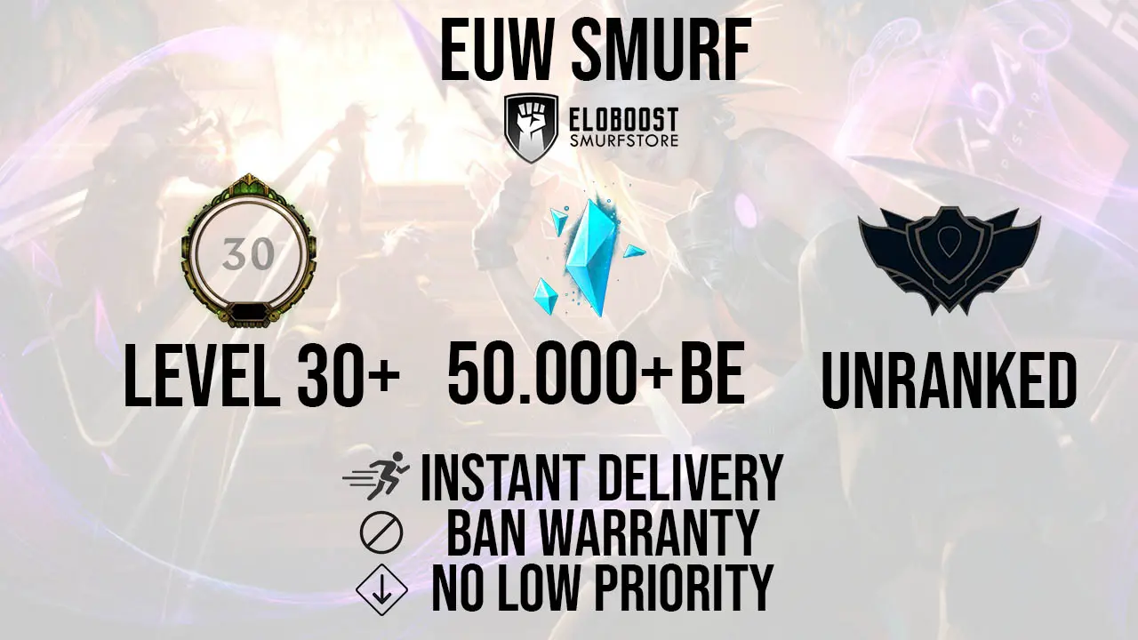 EUW 50K - 70K BE League of Legends LOL Smurf 30+ Unranked Free