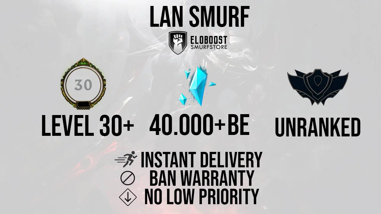 🌟EUW 60-80K BE League of Legends LOL Smurf Account Level 30+ ✨Unranked Lol  Acc